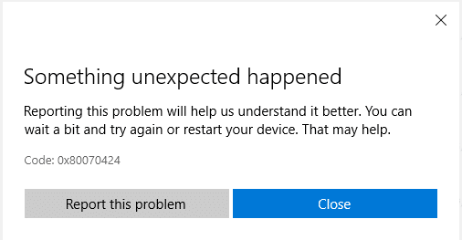 Ошибка Windows Store 0x80070424